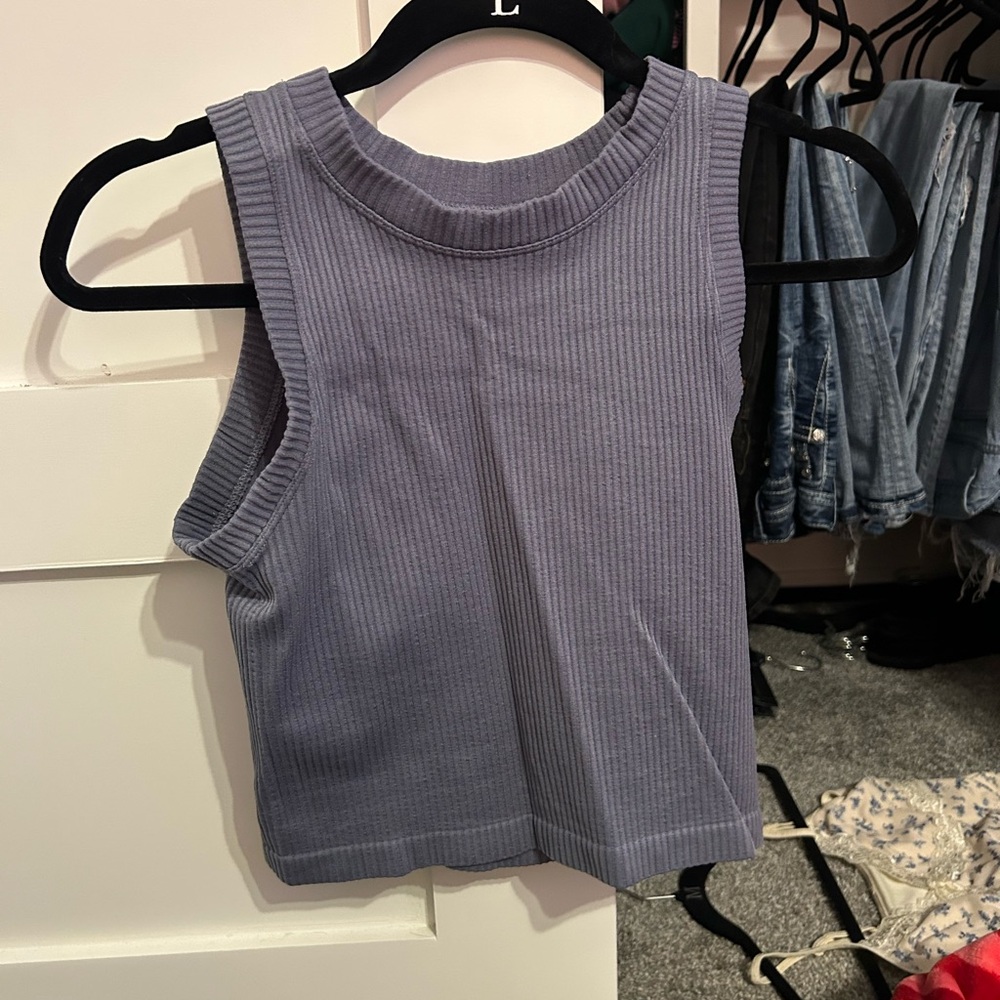 Sleeveless Ribbed Knit Top in Lavender